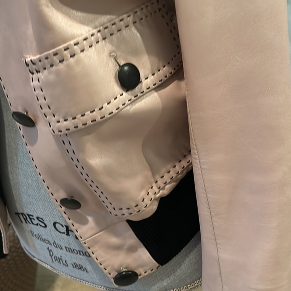 Gorgeous light pink pearl effect Italian leather jacket. Size 42 IT, Small - Picture 5 of 10